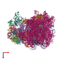 PDB entry 7as8 coloured by chain, top view.