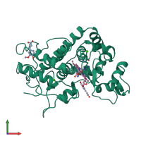 PDB entry 7atj coloured by chain, front view.