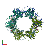 PDB entry 7azl coloured by chain, front view.