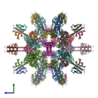PDB entry 7b0u coloured by chain, side view.