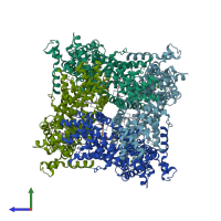 PDB entry 7b16 coloured by chain, side view.