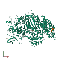 PDB entry 7b1a coloured by chain, front view.