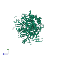 Myosin-2 heavy chain in PDB entry 7b1a, assembly 1, side view.