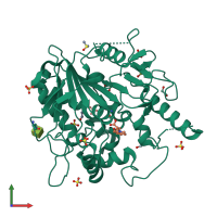 PDB entry 7b2y coloured by chain, front view.