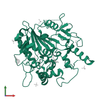 Palmitoleoyl-protein carboxylesterase NOTUM in PDB entry 7b2y, assembly 1, front view.