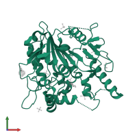 Palmitoleoyl-protein carboxylesterase NOTUM in PDB entry 7b37, assembly 1, front view.