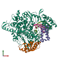 PDB entry 7b3b coloured by chain, front view.