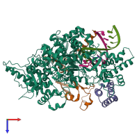 PDB entry 7b3b coloured by chain, top view.