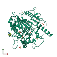 PDB entry 7b3f coloured by chain, front view.