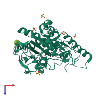 PDB entry 7b3f coloured by chain, top view.
