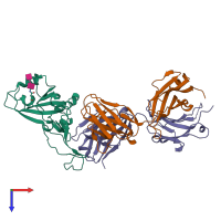 PDB entry 7b3o coloured by chain, top view.
