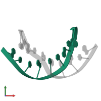 DNA (5'-D(*CP*AP*CP*GP*CP*CP*GP*CP*TP*G)-3') in PDB entry 7b4z, assembly 1, front view.