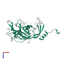 Spike protein S1 in PDB entry 7b62, assembly 1, top view.
