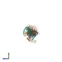 Hetero decameric assembly 1 of PDB entry 7b6r coloured by chemically distinct molecules, side view.