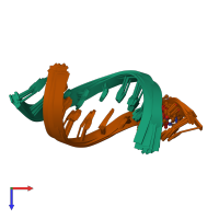 PDB entry 7b72 coloured by chain, ensemble of 10 models, top view.