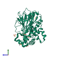 PDB entry 7b8x coloured by chain, side view.