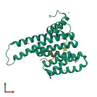 PDB entry 7ba5 coloured by chain, front view.