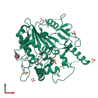 PDB entry 7bac coloured by chain, front view.
