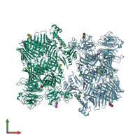 PDB entry 7bam coloured by chain, front view.