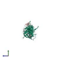 PDB entry 7bay coloured by chain, side view.