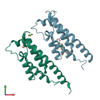 PDB entry 7bbo coloured by chain, front view.