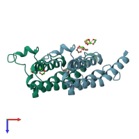 PDB entry 7bbo coloured by chain, top view.