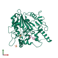 PDB entry 7bck coloured by chain, front view.