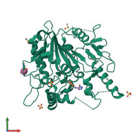 PDB entry 7bdc coloured by chain, front view.