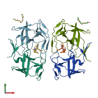 PDB entry 7bgu coloured by chain, front view.