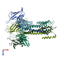 PDB entry 7bhq coloured by chain, top view.