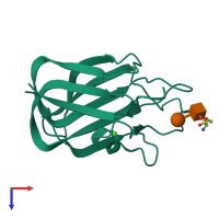 PDB entry 7blh coloured by chain, top view.