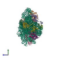 PDB entry 7bod coloured by chain, side view.