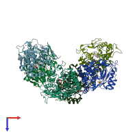 PDB entry 7bop coloured by chain, top view.