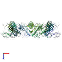 PDB entry 7boz coloured by chain, top view.