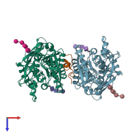 PDB entry 7brh coloured by chain, top view.