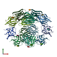 PDB entry 7bsm coloured by chain, front view.