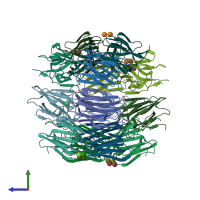 PDB entry 7bsm coloured by chain, side view.