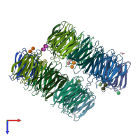 PDB entry 7bsm coloured by chain, top view.