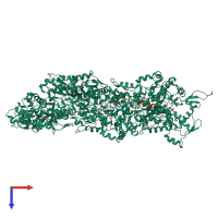Hetero octameric assembly 1 of PDB entry 7bte coloured by chemically distinct molecules, top view.