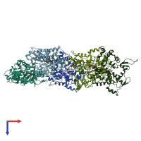 PDB entry 7bte coloured by chain, top view.