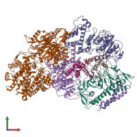 PDB entry 7btp coloured by chain, front view.