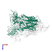 Probable arabinosyltransferase B in PDB entry 7bvc, assembly 1, top view.
