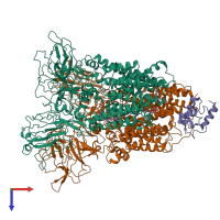 PDB entry 7bvf coloured by chain, top view.