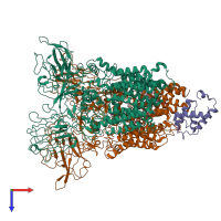PDB entry 7bvg coloured by chain, top view.