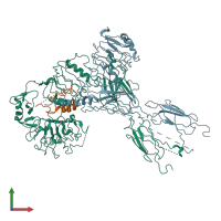 PDB entry 7bw7 coloured by chain, front view.