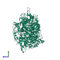 PDB entry 7bwm coloured by chain, side view.