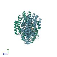 PDB entry 7c15 coloured by chain, side view.