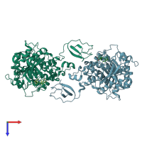 PDB entry 7c34 coloured by chain, top view.