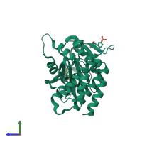 PDB entry 7c3n coloured by chain, side view.