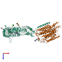 PDB entry 7c77 coloured by chain, top view.